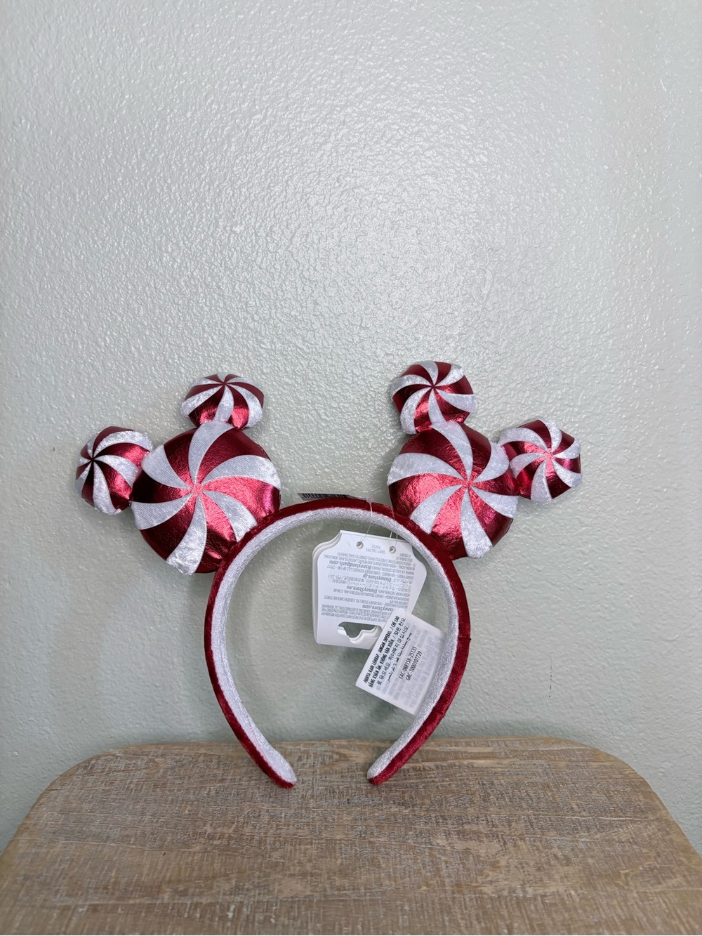 NWT Disney Parks Holiday Peppermint Swirl Mickey Ear Headband Size OS